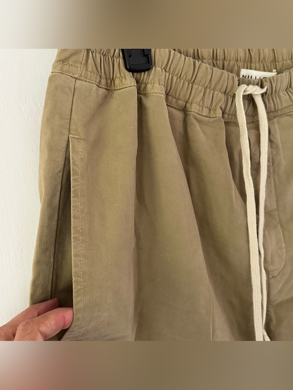 Nili Lotan Walker Khaki Drawstring Trousers Sz L Tan - Picture 6 of 13